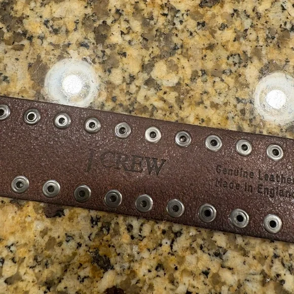 J Crew Vintage Studded Wide Leather Belt Made in England M Slip Through Buckle - Picture 8 of 9